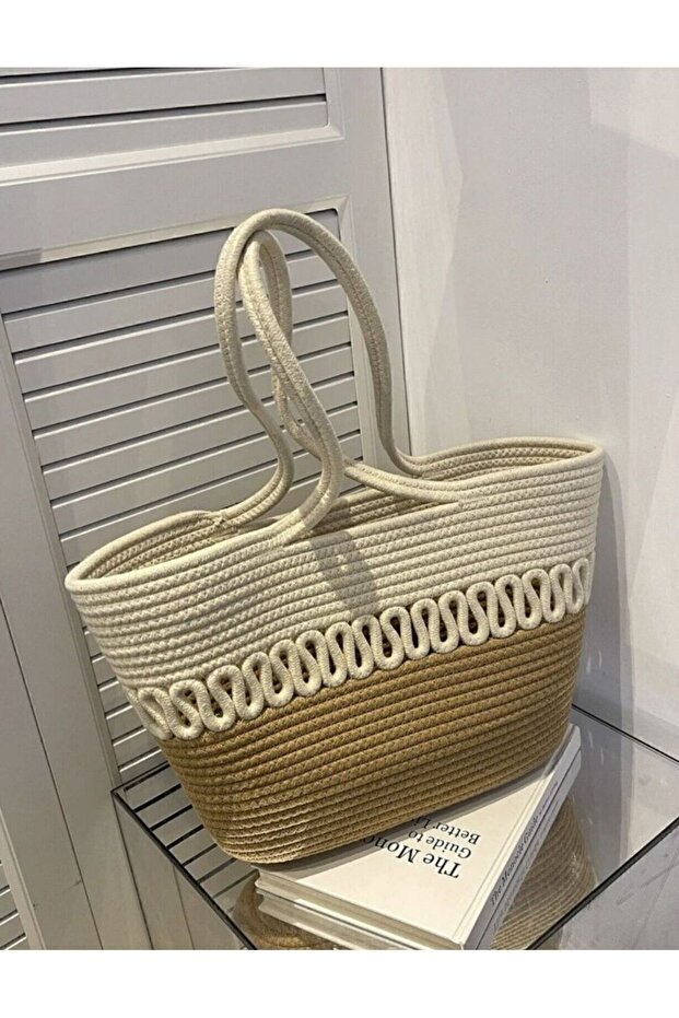 Jute Beach Bag - Straw Look, Handle and Handbag - 2