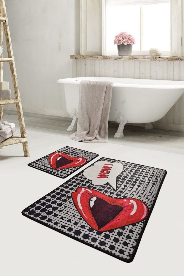 Kıss 2'li Set Banyo Halısı Banyo Halısı, Paspas Djtbanyo - 1