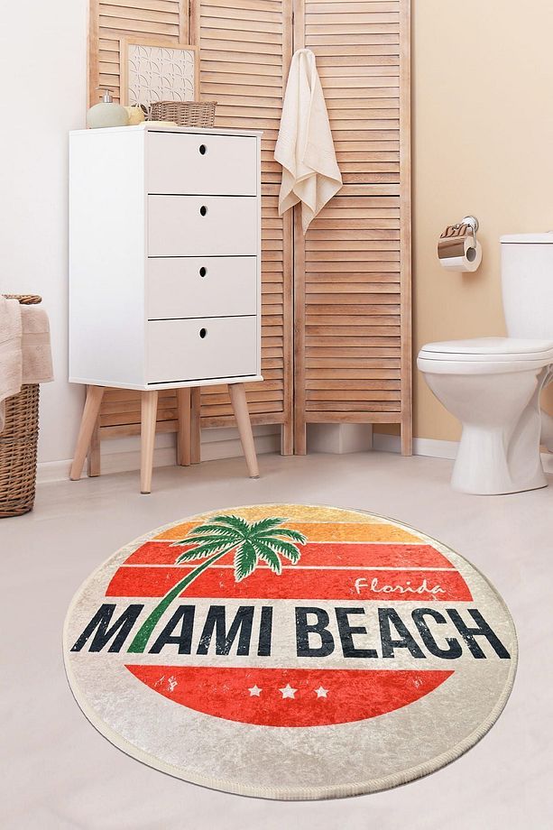 Mıamı Beach Çap 100 Cm Banyo Halısı Djth - 1