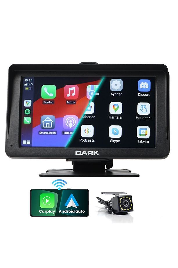 7" Taşınabilir, Kablosuz Apple CarPlay  Android Auto Airplay Android Cast  Araç Ekranı - 2