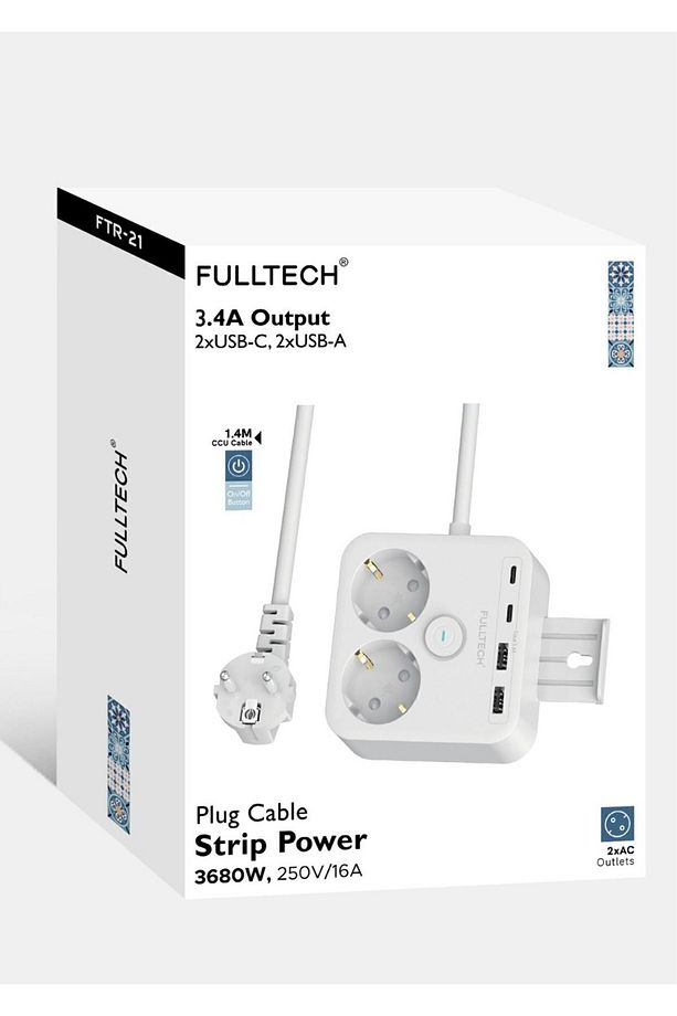 Termal Akım Korumalı Isıya Dayanıklı 2'li Duvar Tipi Priz 2x Usb 2x Type-C Duvar Tipi - 1