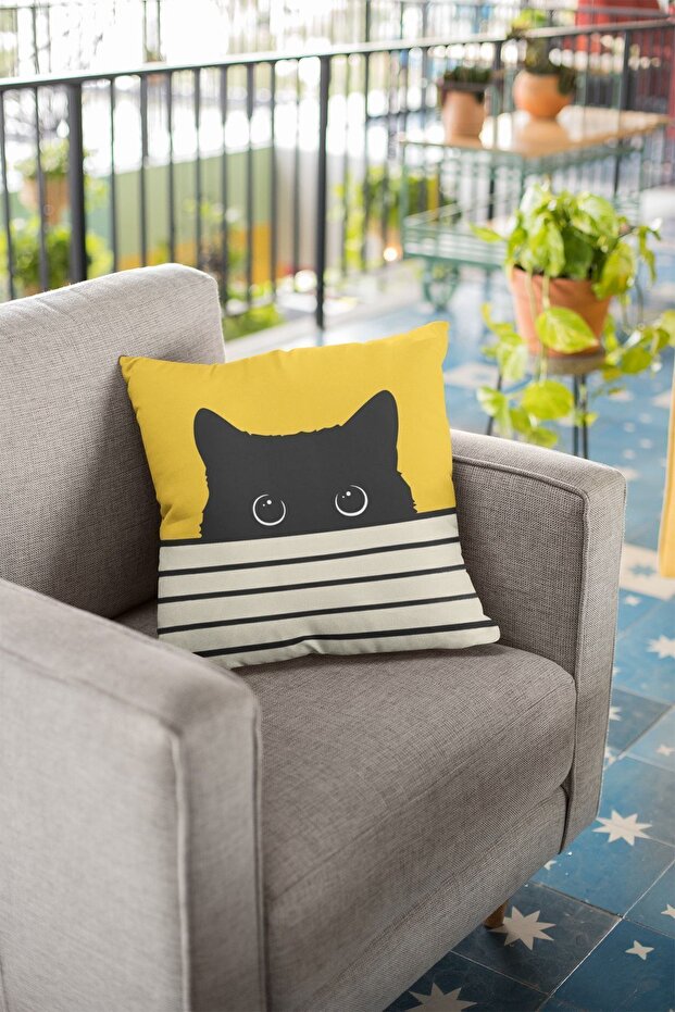 43x43cm Premium Thai Feather Woven Cat Fabric Double Sided Throw Pillow Pillow Case Krl064