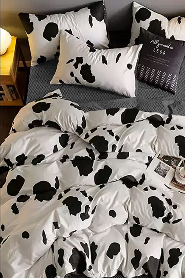 طقم غطاء لحاف ملاءات جاهزة، رمادي دلماسي واحد، Dalmatiangrey