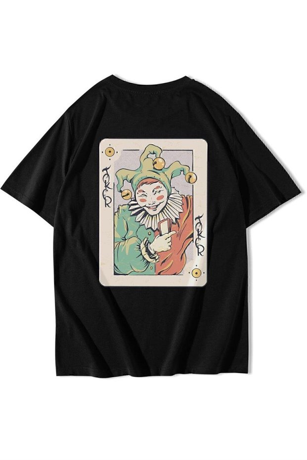 Unisex Oversize Joker Illustration T-shirt