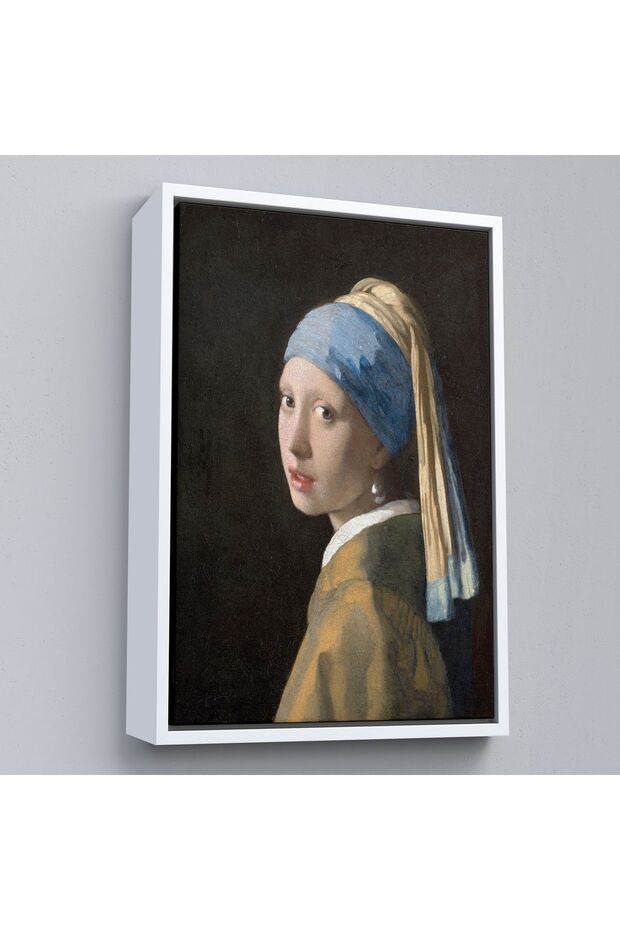 Çerçeveli Johannes Vermeer - İnci Küpeli Kız Tablosu - Girl With A Pearl Earring-7309 - 4