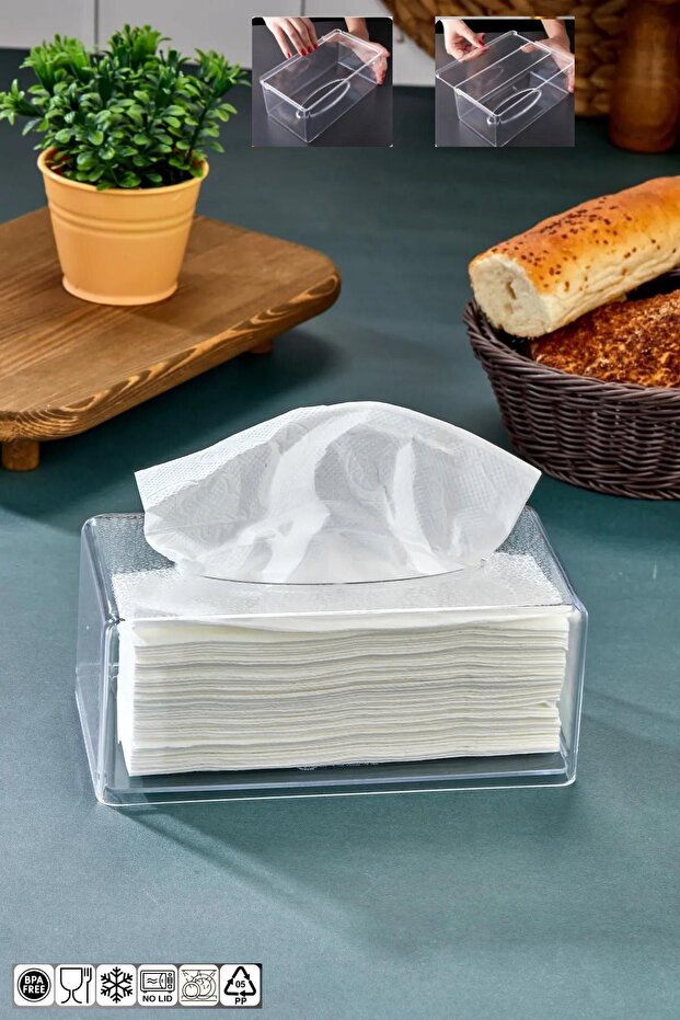 Clear Napkin Organizer with Top Pattern Z Napkin Holder