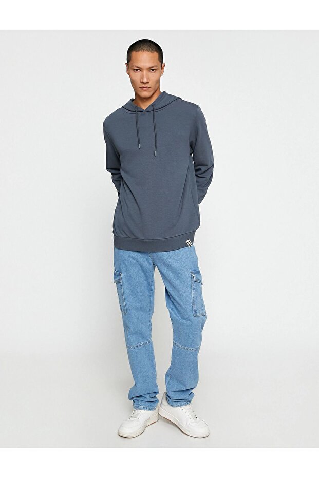 Erkek Basic Kapşonlu Sweat - 3