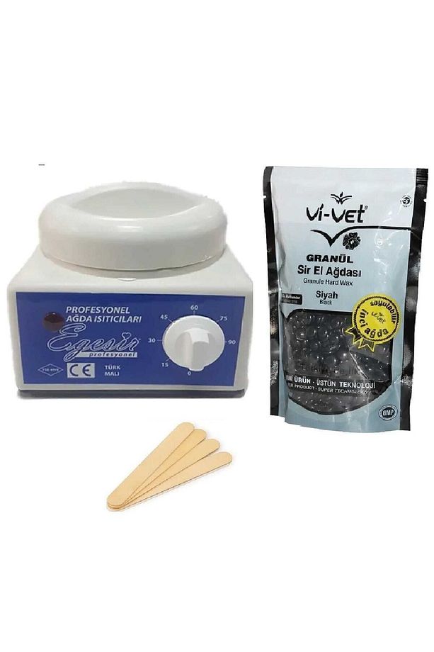 Sir Ağda Makinesi,siyah Granüllü Boncuk Ağda Ve Spatula Seti - 1