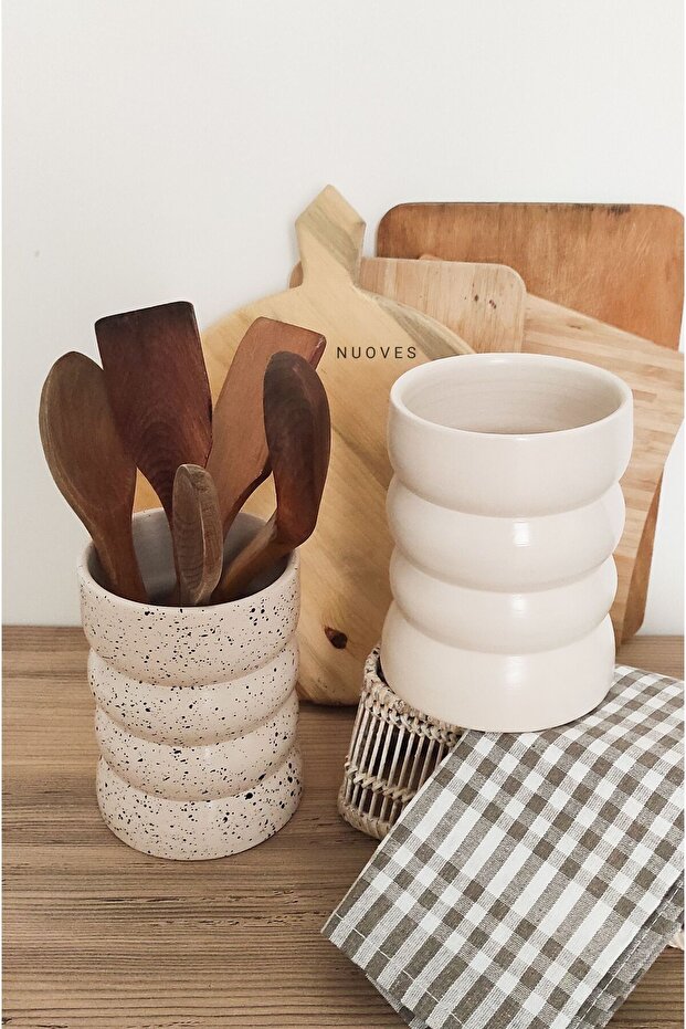 حامل ملعقة ومزهرية مزخرفة مصنوعة يدويًا (منقوشة) - 4