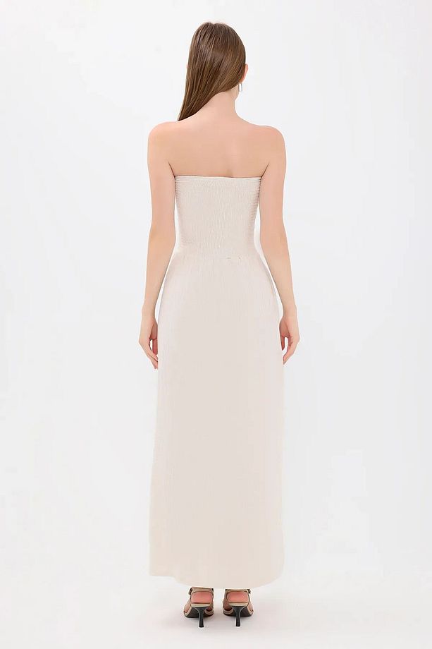 Straplez Lastikli Maxi Elbise - 5