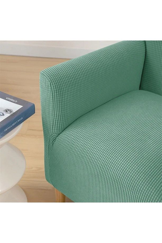 Likrali Streç Lastikli Esnek Kare Desen Tek Kişilik Kotuk Örtüsü Koltuk Kılıfı (MİNT) Sofa Cover - 4