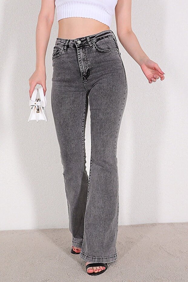 Zoe Smoked Flare Jeans High Waist Flare Jeans Comfortable (Extra Comfortable)