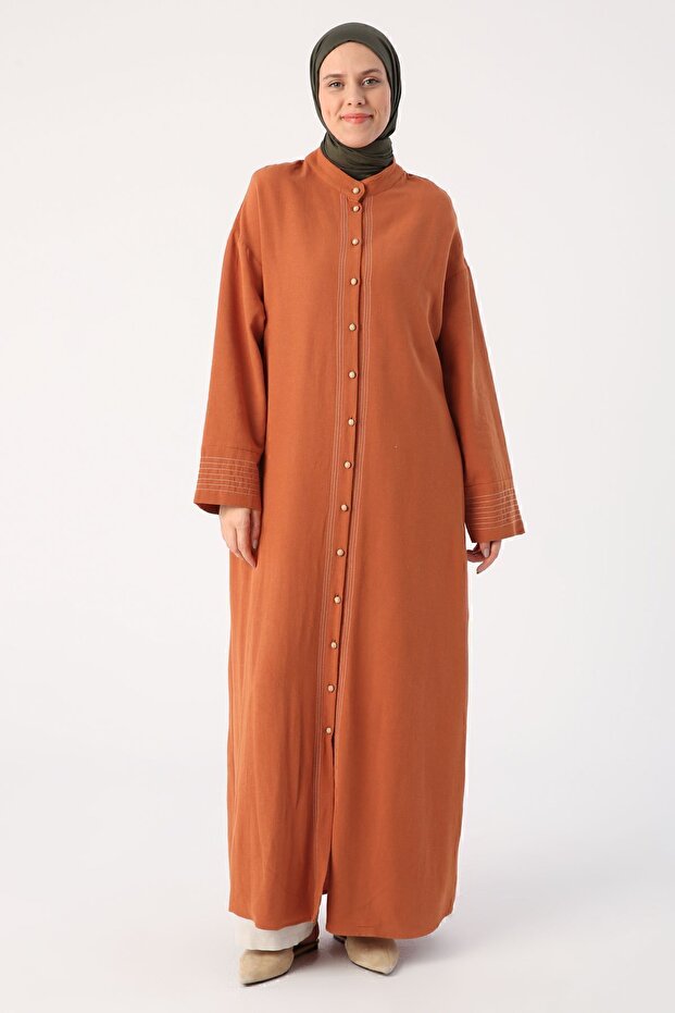 Dlaždicový mandarinkový límec Abaya s detailem prošívání - 1