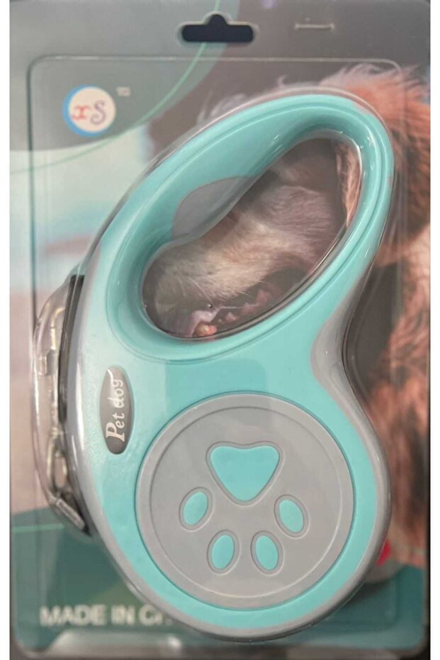 5 Mt Blue Pet Luxury Walking Leash - Automatic Retractable Paw Pattern - 2