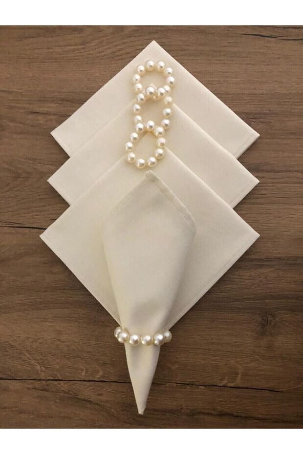 6 قطع من خاتم منديل اللؤلؤ، خاتم العرض، أدوات المائدة، عرض المهر - 1