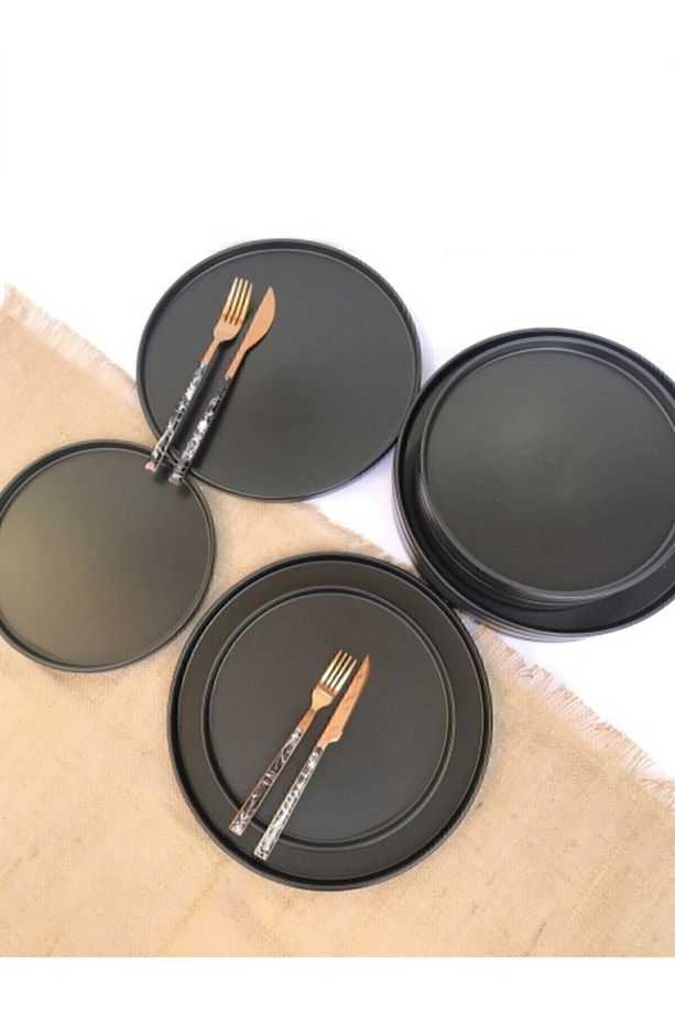 Stackable Mat Siyah 12 Parça 6 Kişilik Kahvaltı Takımı - 3