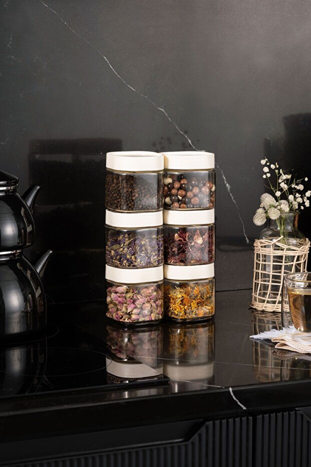 6-Piece Small Size Kitchen Organizer - Glass Jar Food Pulses Storage Container (6 Pcs) 12 Pieces