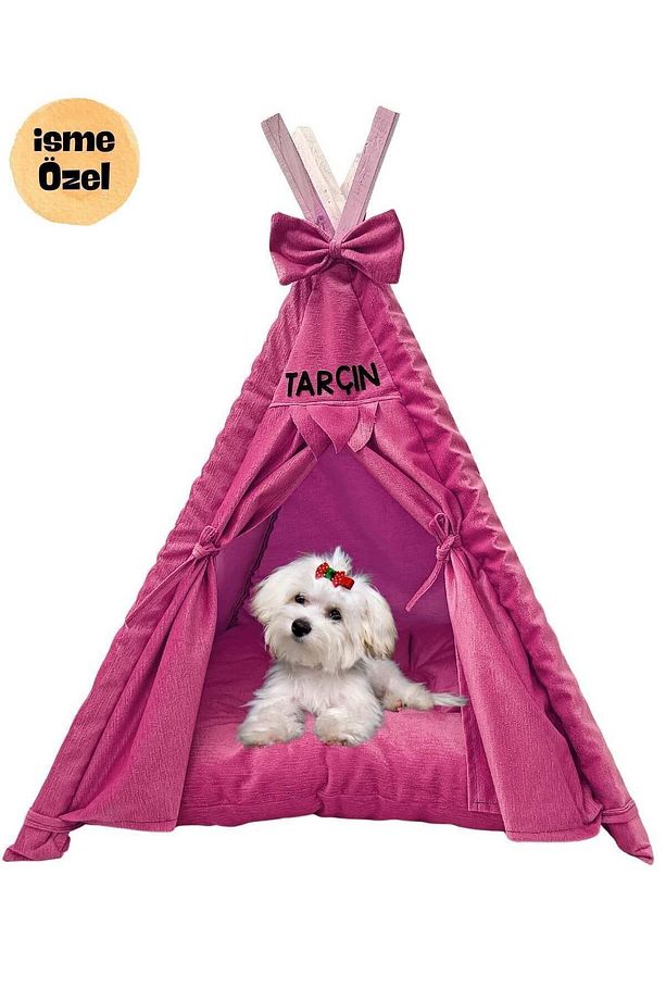 İsme Özel Yıkanabilir Soft Kedi Ve Köpek Çadırı 60x64 - 1
