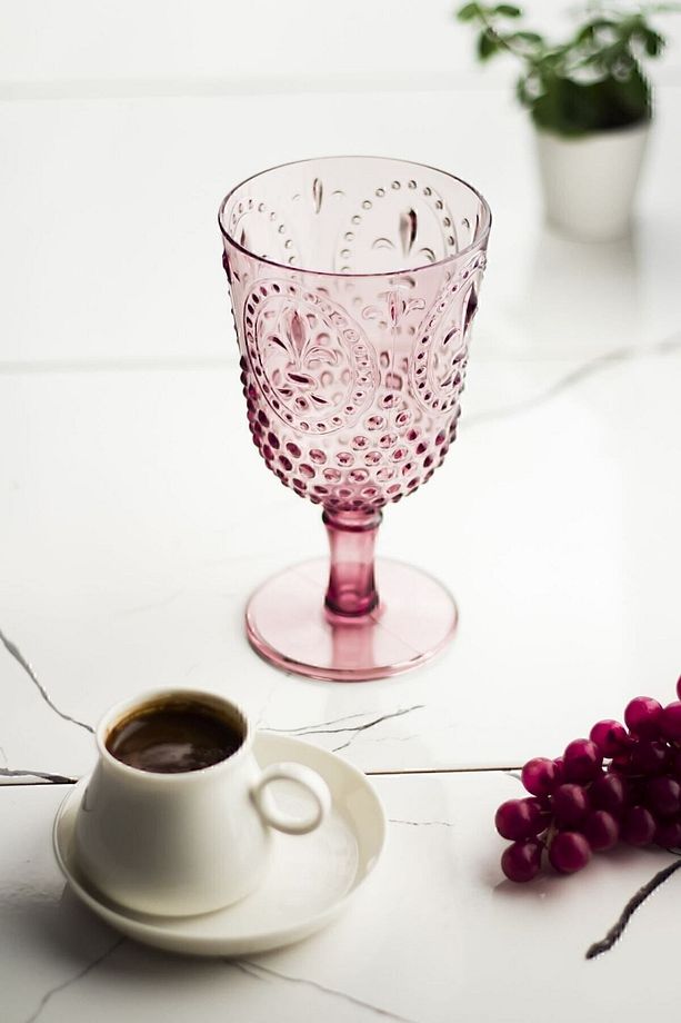 Akrilik Mürdüm Ayaklı Bardak & Su Meşrubat Kadeh Kahve Yanı Bardağı 450 ml ( Cam Değildir ) - 1