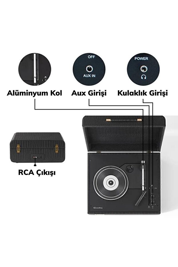 Mercury Bluetooth Alıcılı Ve Taşınabilir Siyah Plak Çalar Pikap - 6