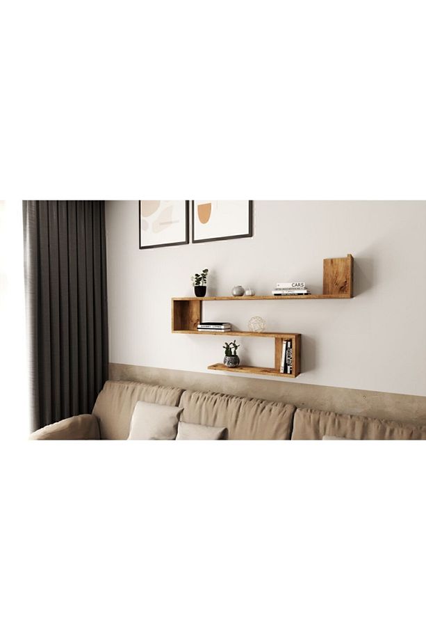 Shelf R10 Modern Duvar Rafı Kitaplık Atlantik Çam - 3