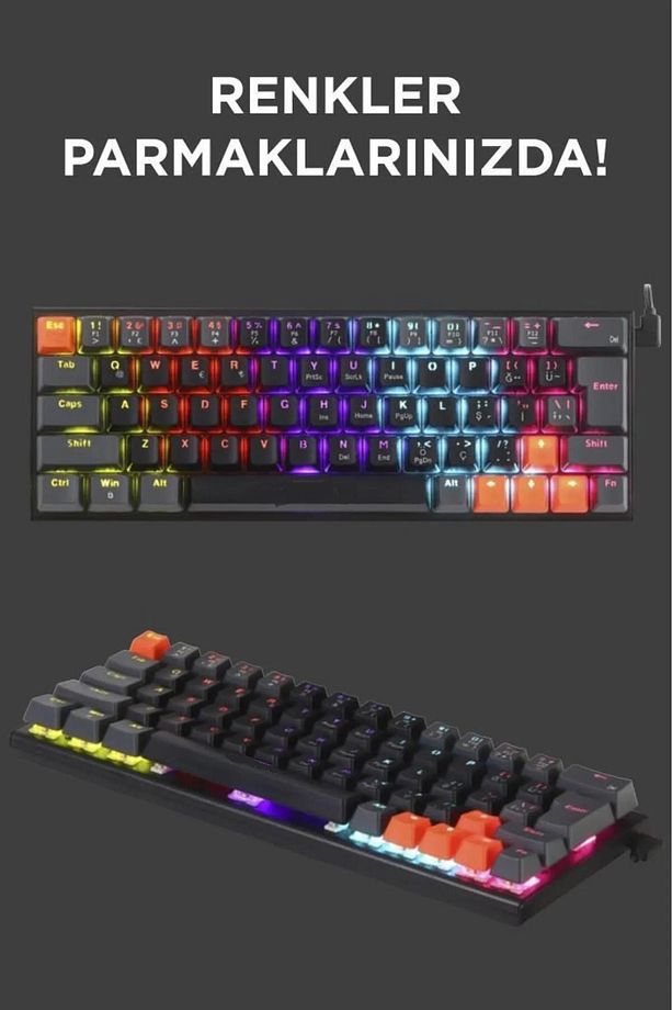 Trol Blue Switch Mini Rgb Klavye Mekanik 62 Tuşlu  Usb Tip-c Kablosu - 1