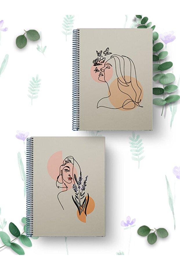 A5 Size Striped Spiral School Notebook - 60 Sheets Set of 2