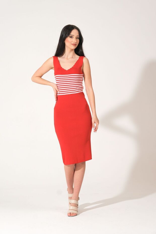 Women's Knitwear Mini Dress 90cm Pencil Dress Red Slim Fit - Xs-S-M Compatible