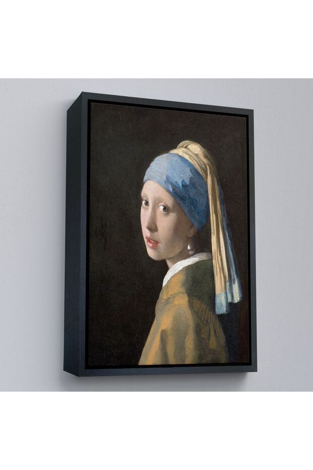 Çerçeveli Johannes Vermeer - İnci Küpeli Kız Tablosu - Girl With A Pearl Earring-7309 - 1