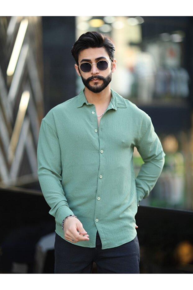 AYROBIN TEXTURED OWERSIZE LINEN SHIRT