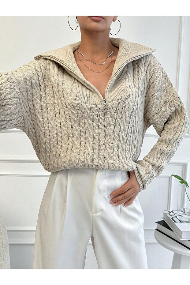 Trucker Collar Knitted Sweater - 2