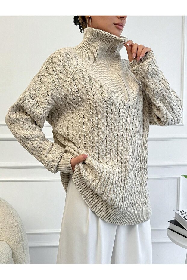 Trucker Collar Knitted Sweater - 4