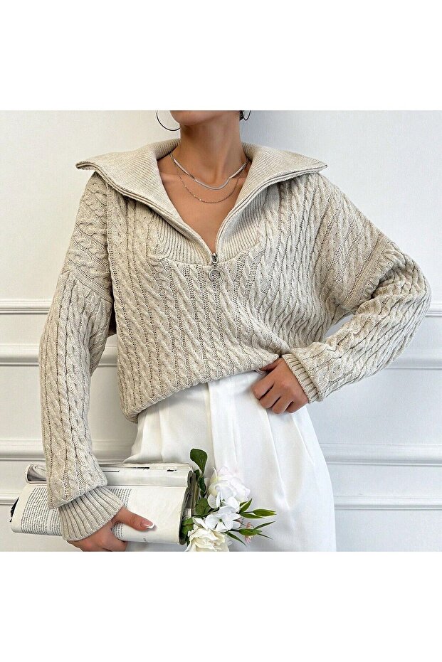 Trucker Collar Knitted Sweater - 3