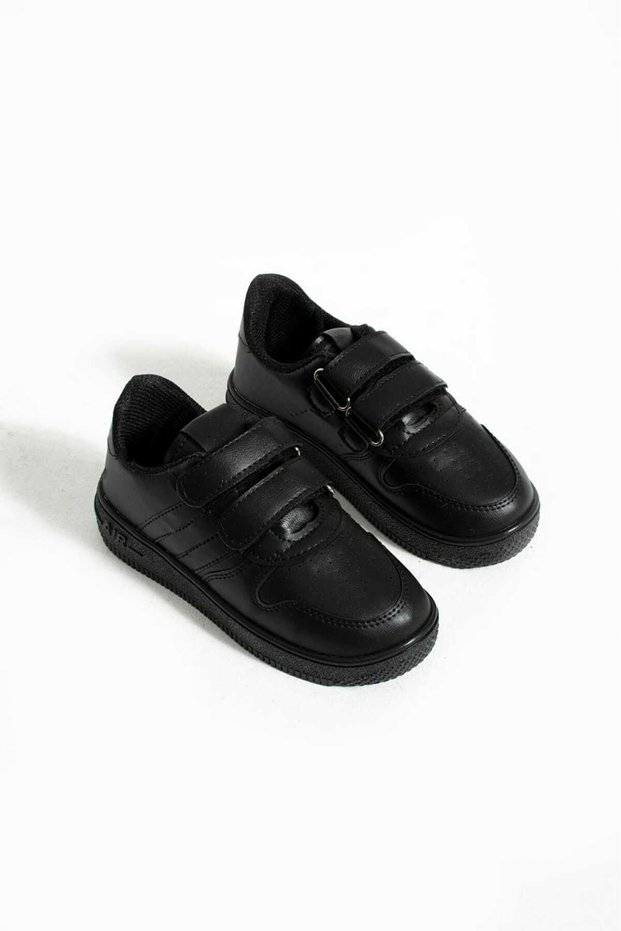 Unisex Children's Velcro Comfortable Daily Sneaker BLACK Sports Shoes