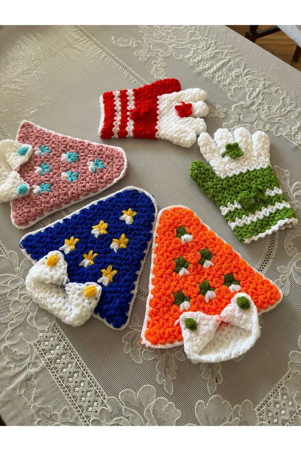 Trend Imb Hand Knitted 5 Pieces Mixed Color Fiber