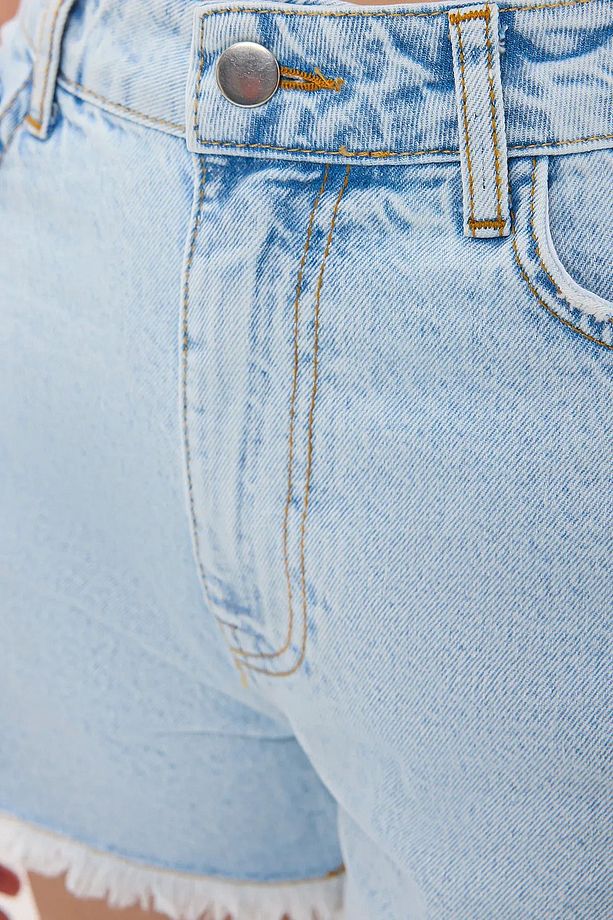 Yüksek Bel  Denim Şort - 5