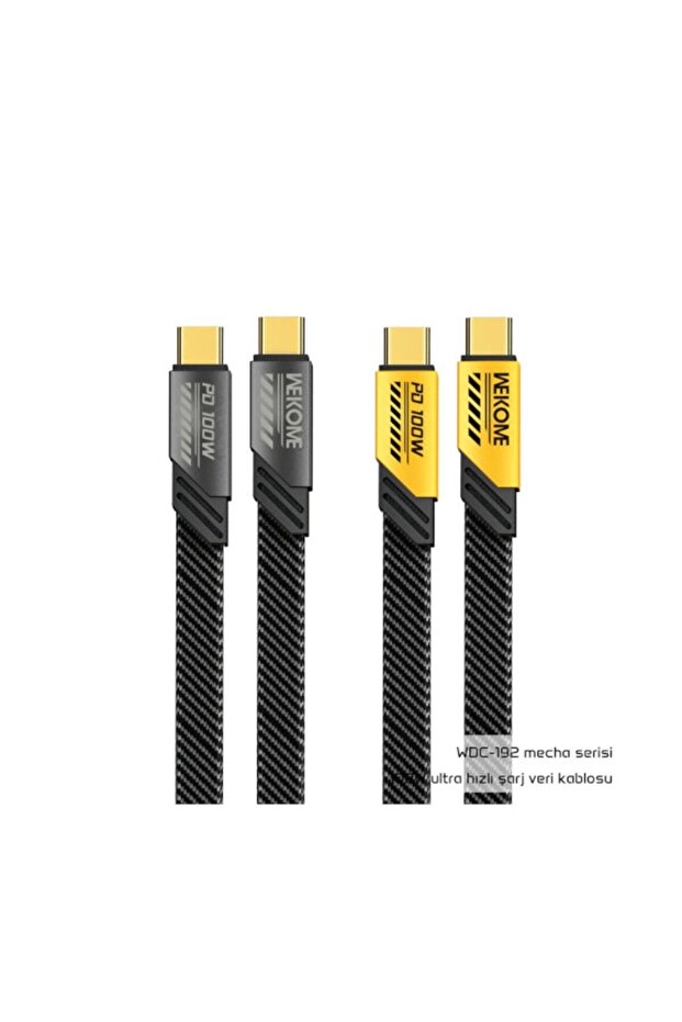 TYPE-C to TYPE-C  PD 100 W  6A Örgülü Dayanıklı Hızlı  (FAST) Data ve Şarj Kablosu 1 MT-Gri - 3