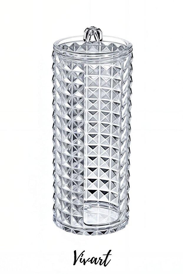 Kapaklı Disk Pamukluk Organizeri Makyaj Pamuk Kutusu - 1