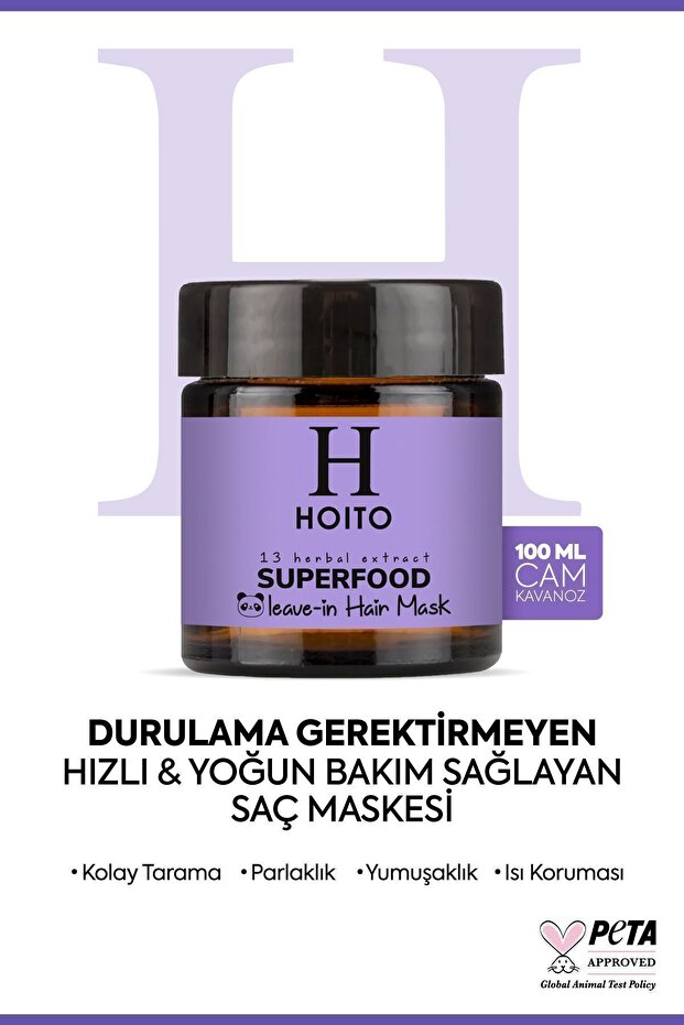 Hoito Superfood Leave-In Hair Mask (100 ml) - Besleyici & Onarıcı Durulanmayan Saç Bakım Maskesi