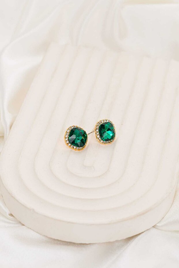 Small Oval Zircon Stone Evening Dress Women's Earrings