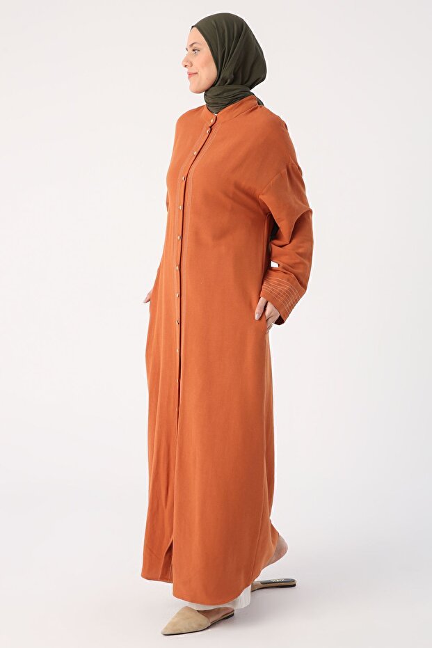 Dlaždicový mandarinkový límec Abaya s detailem prošívání - 2