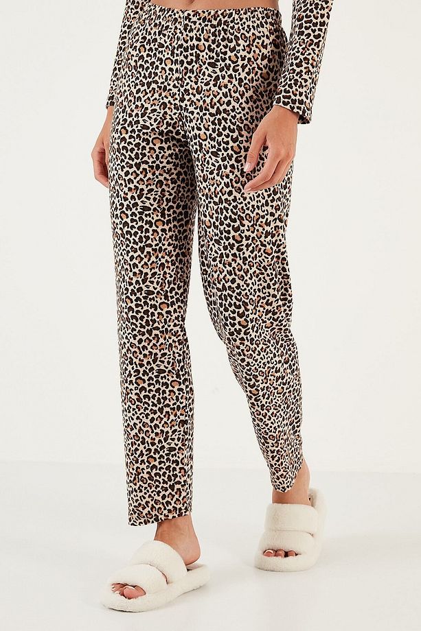 Desenli Beli Lastikli Gömlek Yaka Dokuma Pijama Takımı PİJAMA TAKIMI 6095660 - 4