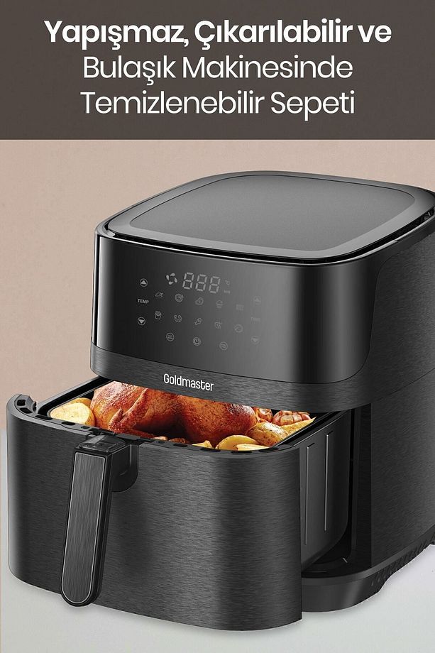 Palmi Sıcak Tutma Özellikli 7 Litre Geniş XXL Dokunmatik 10 Ön Ayarlı Airfryer Sıcak Hava Fritözü - 5