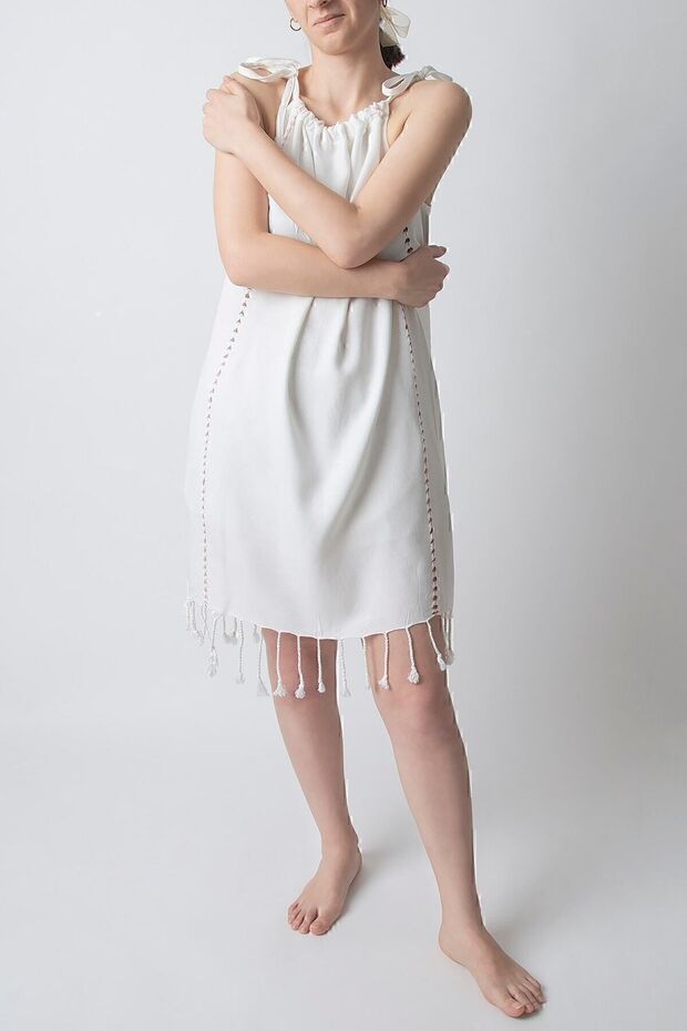 New Meltem Gathered Loincloth Dress Coral