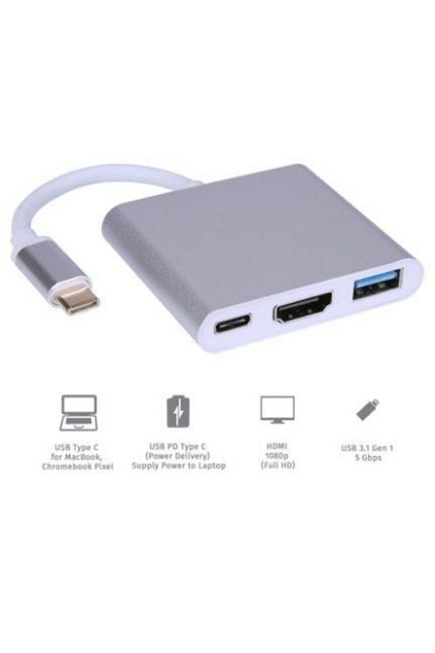 3 In 1 Type-c To Hdmı Usb 3.0 Çevirici Dönüştürücü Adaptör 4k - 2