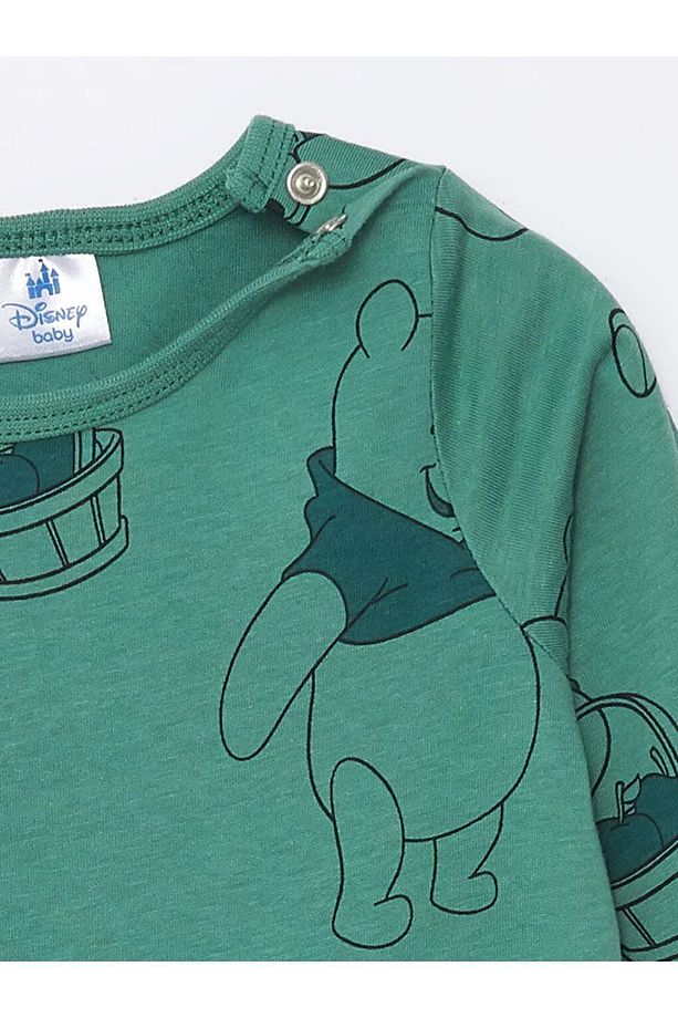 LCW baby Bisiklet Yaka Winnie the Pooh Baskılı Erkek Bebek Tulum 2'li - 5