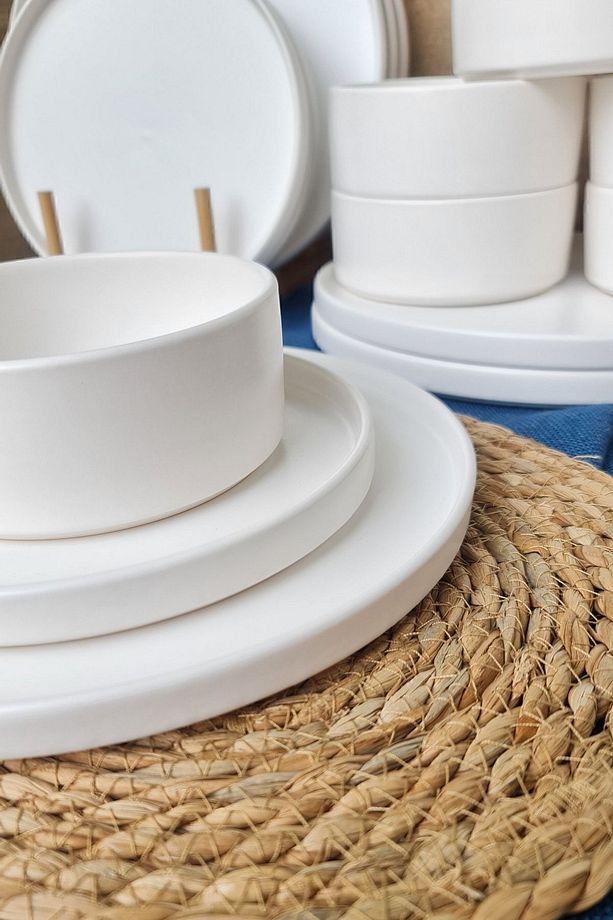 Stackable Mat Beyaz 12 Parça 4 Kişilik Yemek Kahvaltı Takımı - 4
