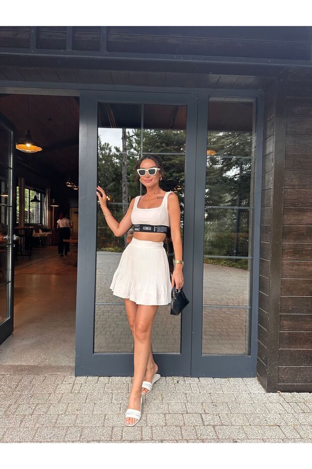 Piliseli İçi Şortlu Kadın Etek - 3
