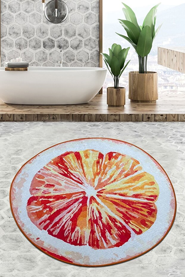 Grapefruit Diameter Bathroom Rug 120X120 cm