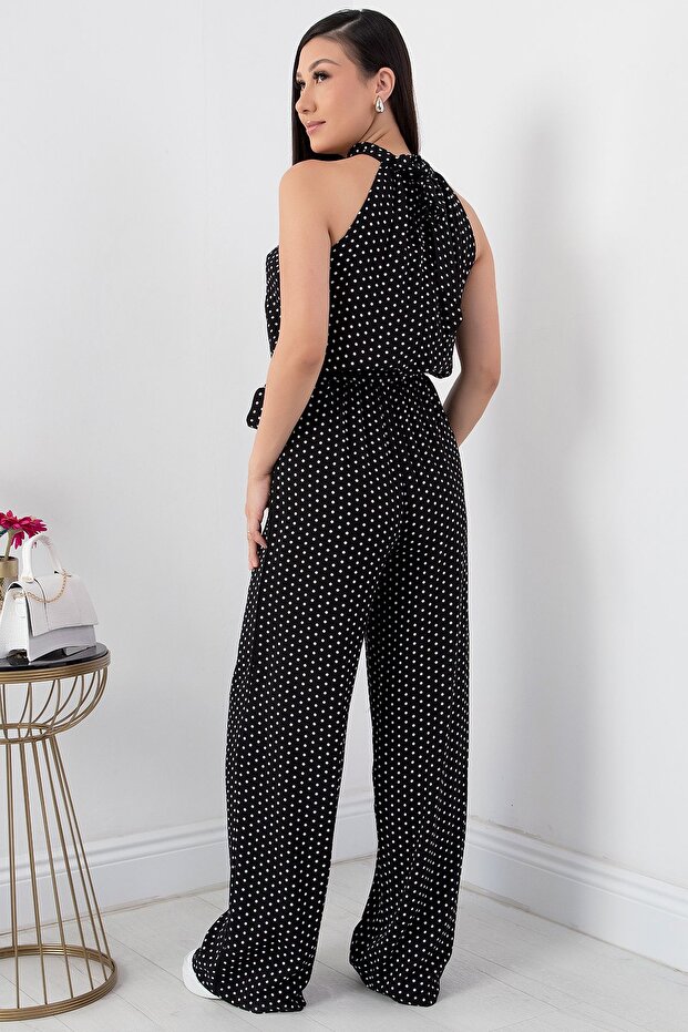 Halter Yaka Kuşaklı Puanlı Tulum VRN7818 - 6